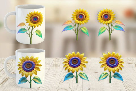 Mug Wrap Rainbow Sunflower Sublimation artnoy 