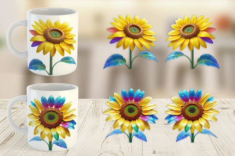 Mug Wrap Rainbow Sunflower Sublimation artnoy 