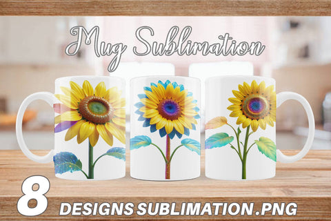 Mug Wrap Rainbow Sunflower Sublimation artnoy 