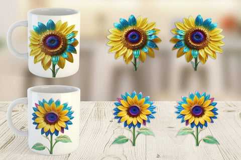 Mug Wrap Rainbow Sunflower Sublimation artnoy 