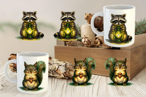Mug Wrap Rainy Day Moss Magic Animal Watercolor Sublimation artnoy 