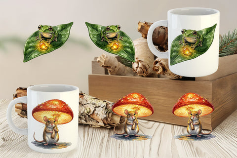 Mug Wrap Rainy Day Moss Magic Animal Watercolor Sublimation artnoy 