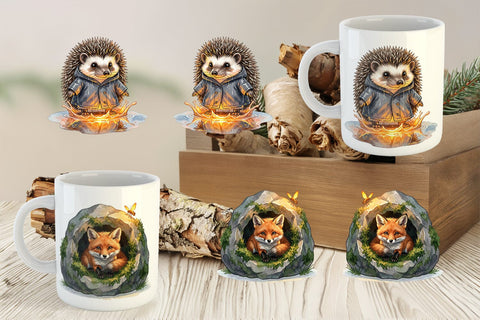 Mug Wrap Rainy Day Moss Magic Animal Watercolor Sublimation artnoy 