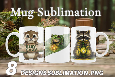 Mug Wrap Rainy Day Moss Magic Animal Watercolor Sublimation artnoy 