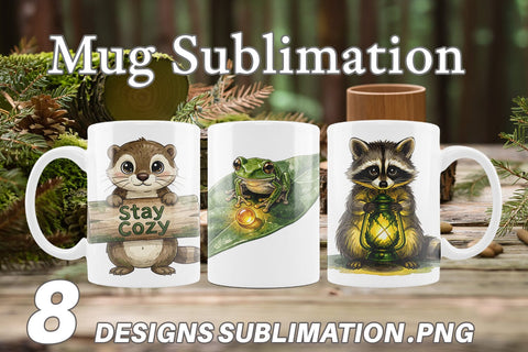 Mug Wrap Rainy Day Moss Magic Animal Watercolor Sublimation artnoy 