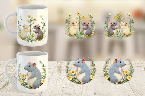 Mug Wrap Rat Embroidery Sublimation artnoy 
