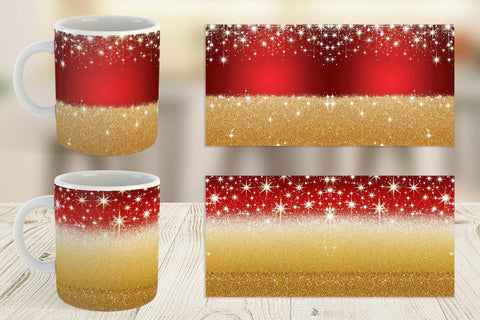 Mug Wrap Red and Gold Glitter Sublimation artnoy 