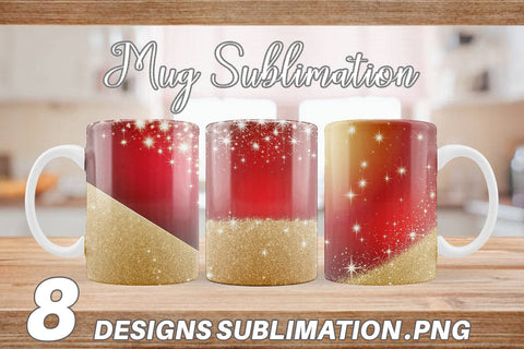 Mug Wrap Red and Gold Glitter Sublimation artnoy 