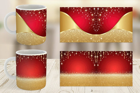 Mug Wrap Red and Gold Glitter Sublimation artnoy 