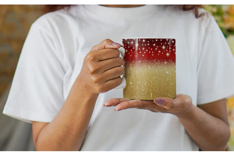 Mug Wrap Red and Gold Glitter Sublimation artnoy 