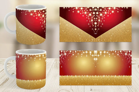 Mug Wrap Red and Gold Glitter Sublimation artnoy 