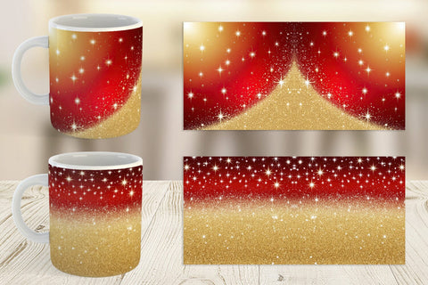 Mug Wrap Red and Gold Glitter Sublimation artnoy 