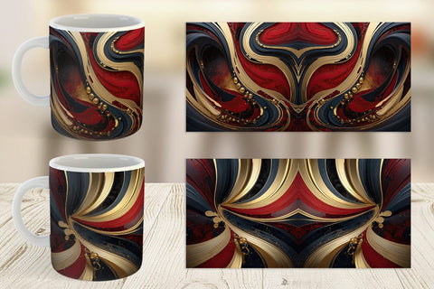 Mug Wrap Red and Gold Swirl Sublimation artnoy 