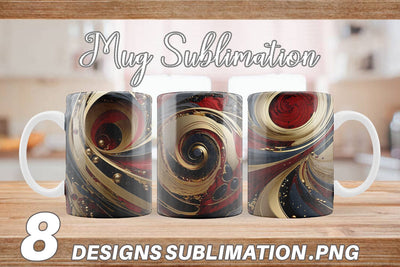 Mug Wrap Red and Gold Swirl Sublimation artnoy 