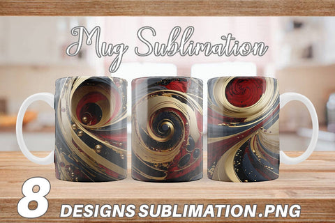 Mug Wrap Red and Gold Swirl Sublimation artnoy 