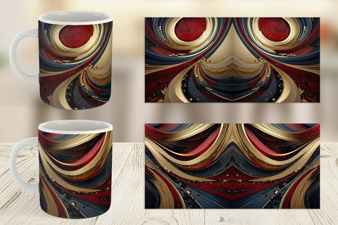 Mug Wrap Red and Gold Swirl Sublimation artnoy 