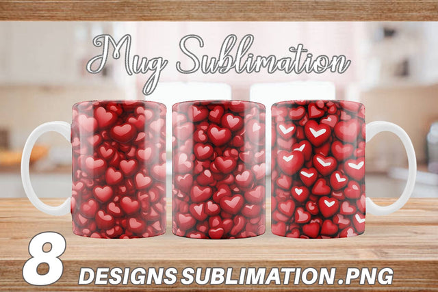 Mug Wrap Red Heart Background Sublimation artnoy 