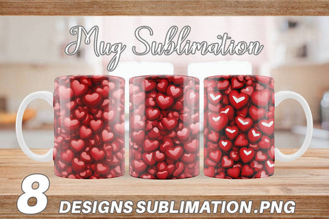 Mug Wrap Red Heart Background Sublimation artnoy 