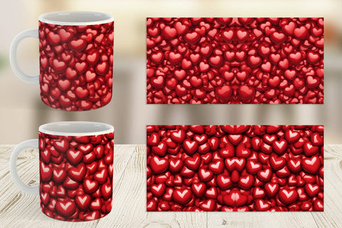 Mug Wrap Red Heart Background Sublimation artnoy 