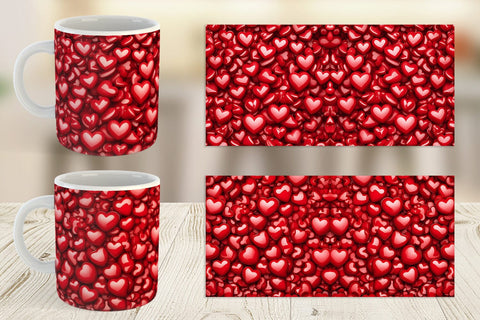 Mug Wrap Red Heart Background Sublimation artnoy 