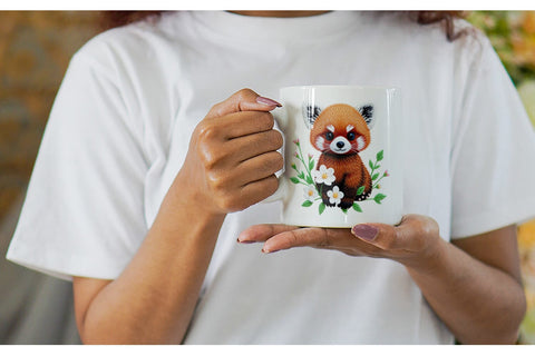 Mug Wrap Red Panda Embroidery Sublimation artnoy 