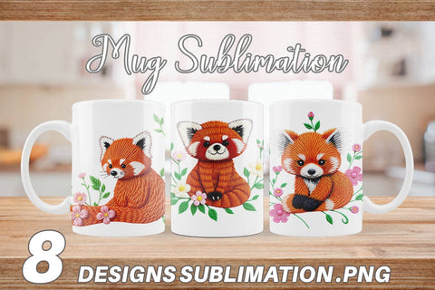 Mug Wrap Red Panda Embroidery Sublimation artnoy 