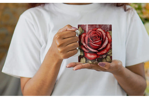 Mug Wrap Red Rose Flower Sublimation artnoy 