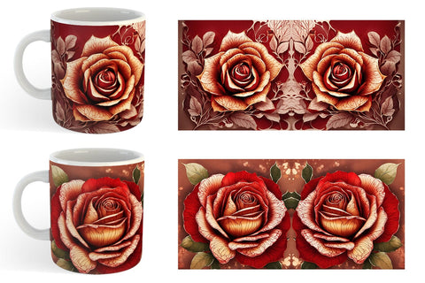 Mug Wrap Red Rose Flower Sublimation artnoy 