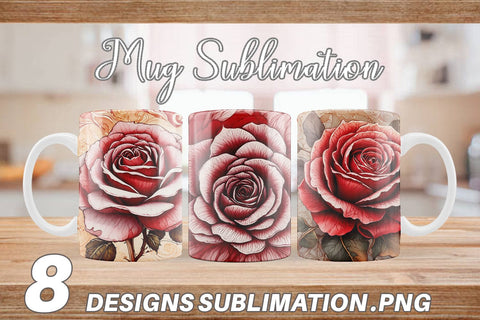 Mug Wrap Red Rose Flower Sublimation artnoy 