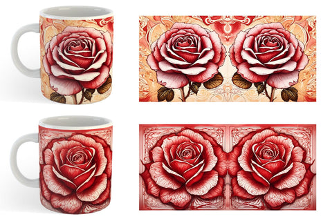 Mug Wrap Red Rose Flower Sublimation artnoy 