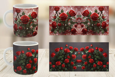 Mug Wrap Red Roses Valentine Sublimation artnoy 