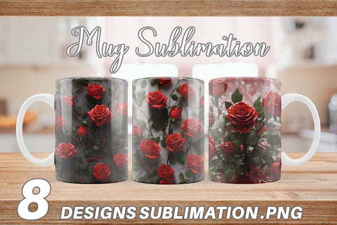 Mug Wrap Red Roses Valentine Sublimation artnoy 