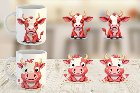 Mug Wrap Red White Moo Sublimation artnoy 