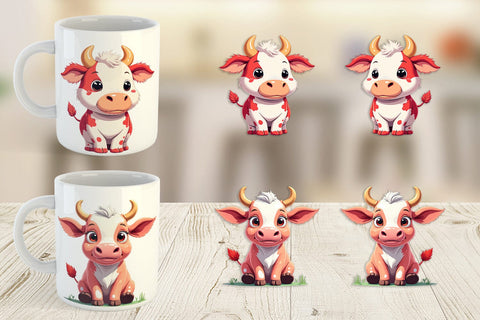 Mug Wrap Red White Moo Sublimation artnoy 