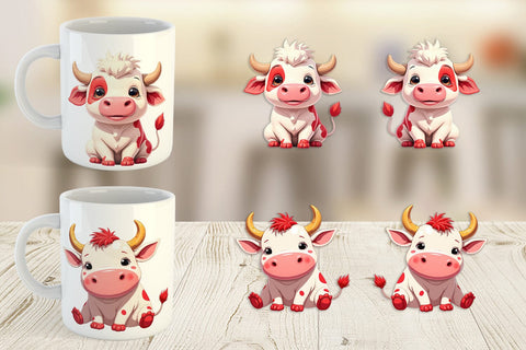 Mug Wrap Red White Moo Sublimation artnoy 