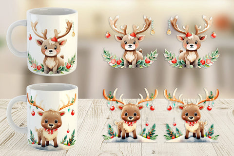Mug Wrap Reindeer Christmas Sublimation artnoy 