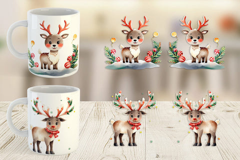 Mug Wrap Reindeer Christmas Sublimation artnoy 