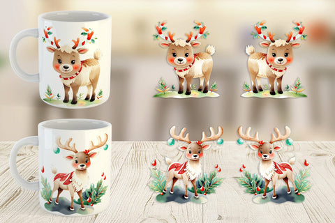 Mug Wrap Reindeer Christmas Sublimation artnoy 