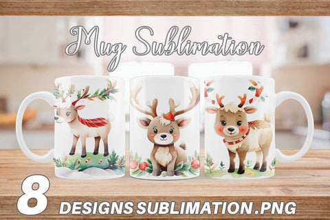 Mug Wrap Reindeer Christmas Sublimation artnoy 