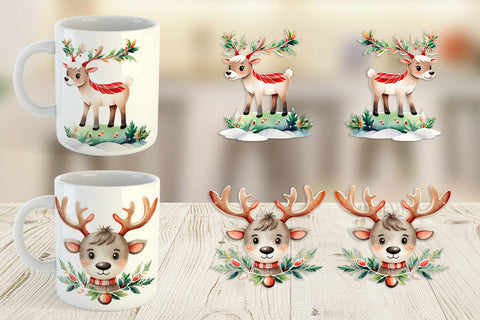 Mug Wrap Reindeer Christmas Sublimation artnoy 