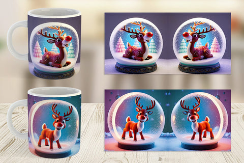 Mug Wrap Reindeer Glass Ball Sublimation artnoy 