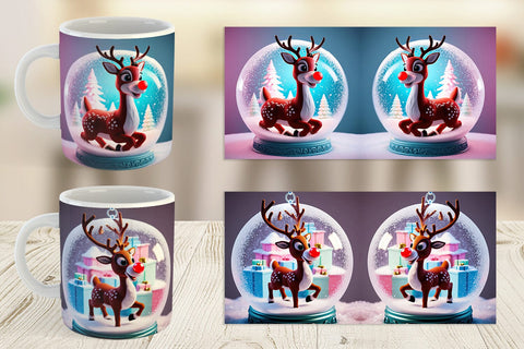 Mug Wrap Reindeer Glass Ball Sublimation artnoy 