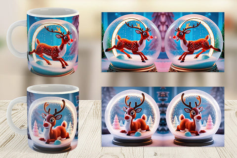 Mug Wrap Reindeer Glass Ball Sublimation artnoy 