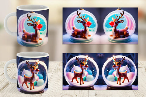 Mug Wrap Reindeer Glass Ball Sublimation artnoy 
