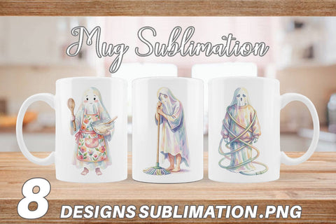 Mug Wrap Relatable Housework Mom Ghost Sublimation artnoy 