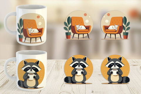 Mug Wrap Retro Animal Charm Sublimation artnoy 