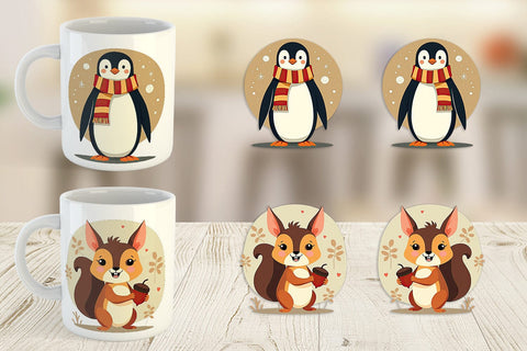 Mug Wrap Retro Animal Charm Sublimation artnoy 