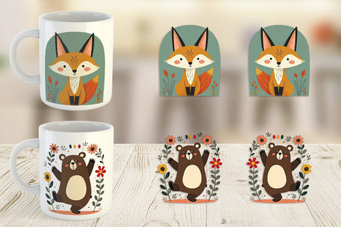 Mug Wrap Retro Animal Charm Sublimation artnoy 