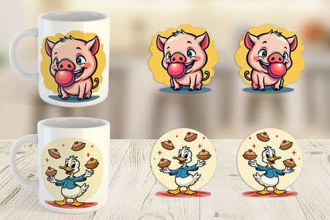 Mug Wrap Retro Animal Rascals Sublimation artnoy 