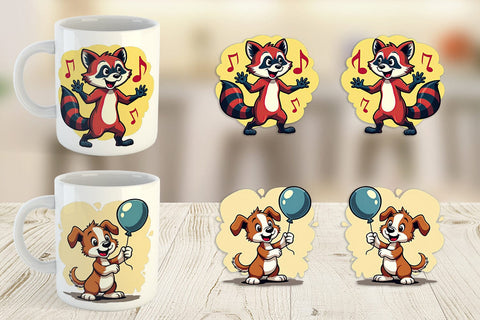 Mug Wrap Retro Animal Rascals Sublimation artnoy 